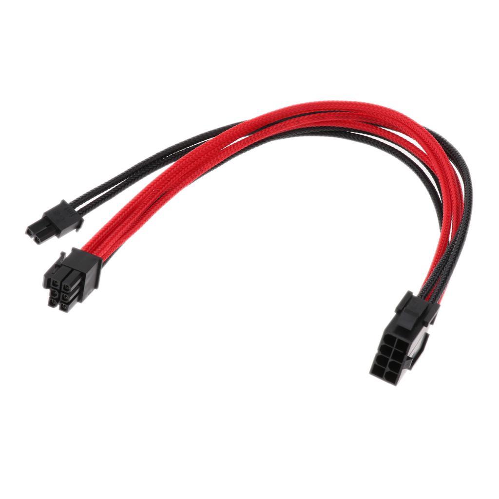 PCI-E 8-Pin  Cable Extension 11.81in/30cm Sleeved Black & Red