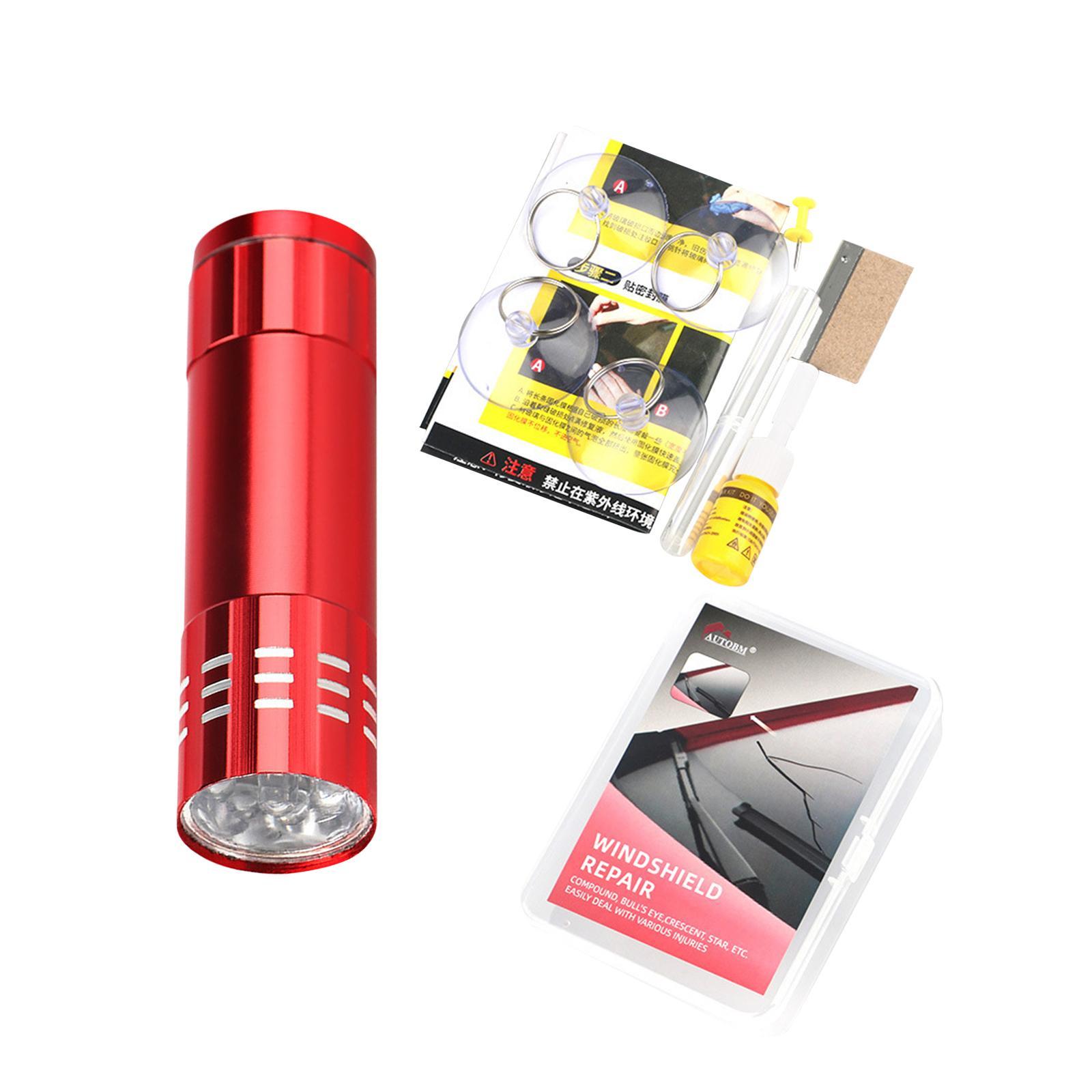 Windshield Crack Repair Set Window Glass ,Curing Lamp, Quick Fix Automotive Glass Repair Fluid for Cracks Star Shaped Crack