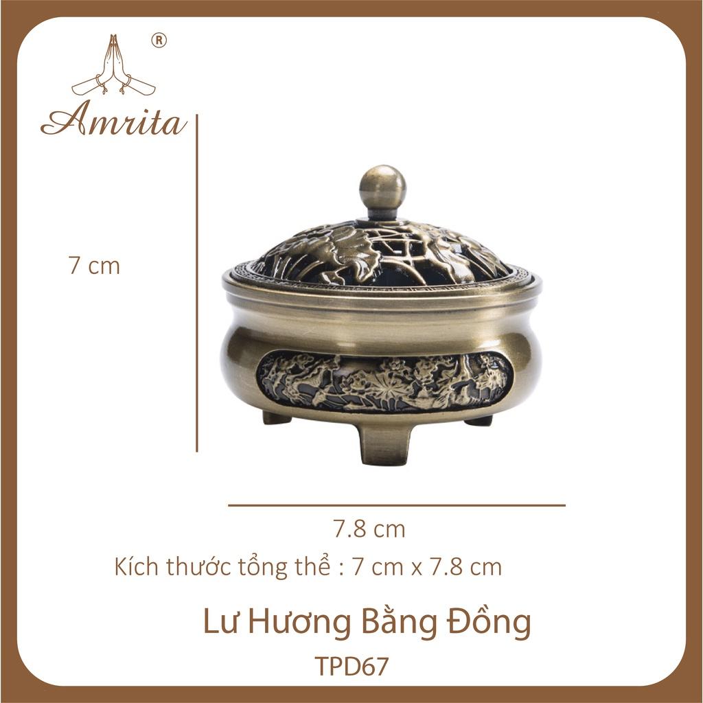 Lư Hương Bằng Đồng - Lư đồng đốt hương ba chân đế thiết kế sang trọng - Lư xông trầm bằng đồng nguyên khối, dày dặn,