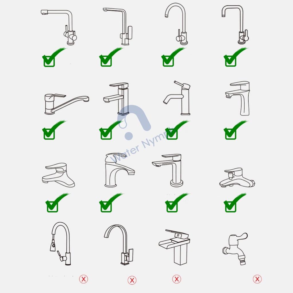 Đầu nối vòi nước rửa chén, rửa mặt tăng áp, xoay 360 độ Waternymph N23, tạo bọt, chống bắn hai chế độ phun tiện ích