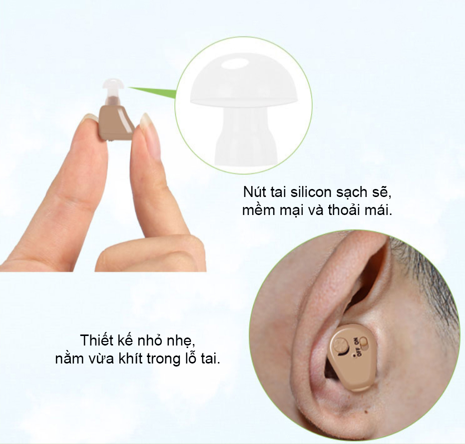 Tai nghe trợ thính, Pin sạc nhỏ gọn - Axon AK88