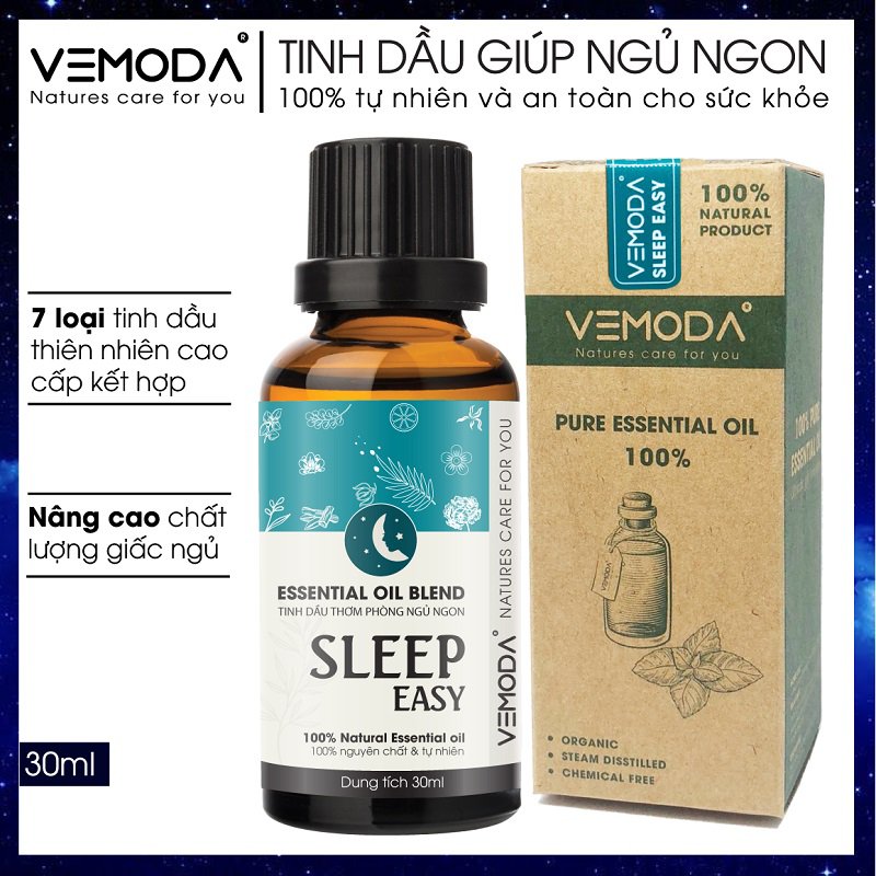 Tinh dầu ngủ ngon Vemoda Sleep Easy. Tinh dầu xông phòng giúp thư giãn, làm thơm phòng