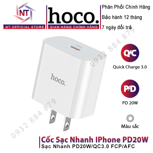 Hình ảnh Cốc Sạc Nhanh PD20W Hoco C76 Plus Cổng Ra Type C, Hỗ Trợ PD3.0/QC3.0