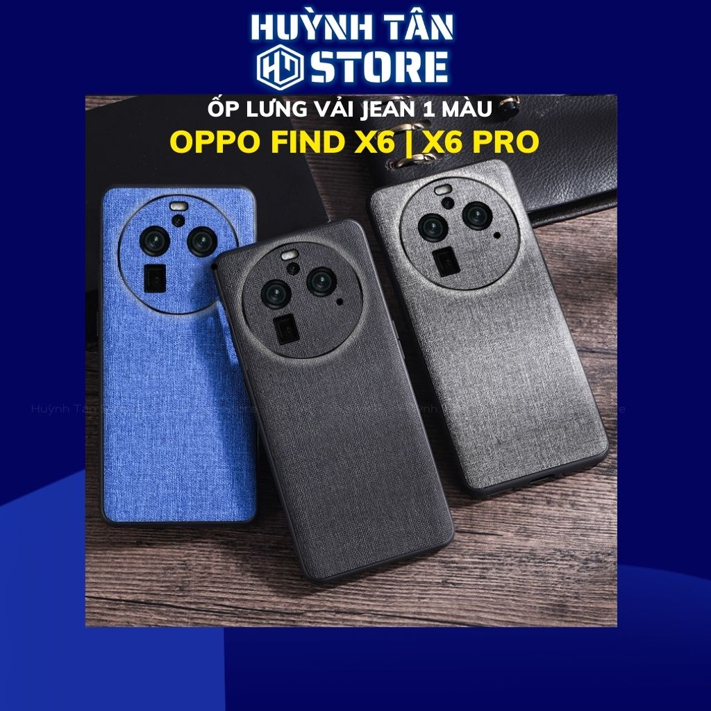 Ốp lưng find x6, x6 pro chống vân tay nhựa cứng viền đen giả vải JEAN 1 màu phụ kiện điện thoại huỳnh tân store