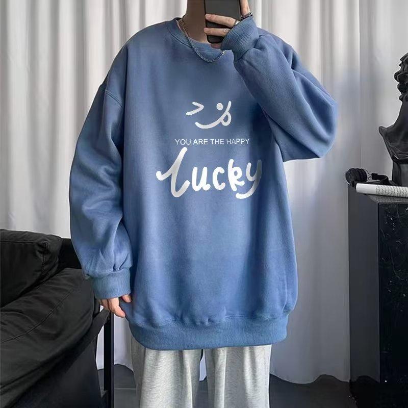 Áo Sweater Tay Dài Cổ Tròn Dáng Rộng In Hình Mặt Cười Phong Cách Hip hop Thời Trang Cho Nam Giới Size M-3XL