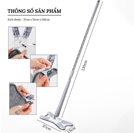 Cây Lau Nhà , Chổi Lau Sàn, Tường Kính Chữ X Đa Năng Tự Vắt Thông Minh Xoay 360 Độ Mẫu Mới