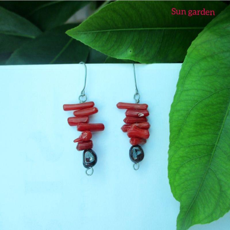 Bông tai san hô đỏ red caral