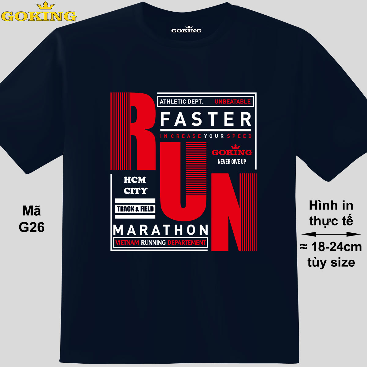 RUN, mã G26. Áo thun in chữ siêu đẹp cho nam nữ, form unisex. Áo phông hàng hiệu Goking, quà tặng cao cấp cho gia đình, cặp đôi, doanh nghiệp, hội nhóm