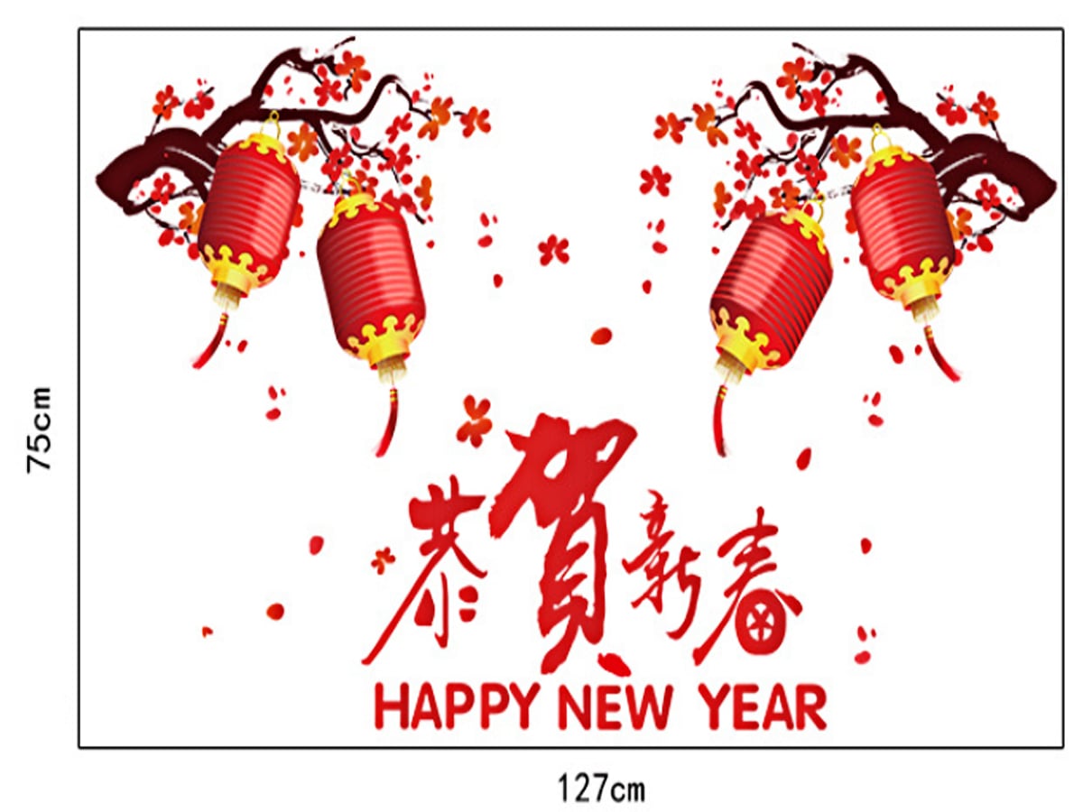 DECAL TẾT ĐÀO PHÁO ĐỎ