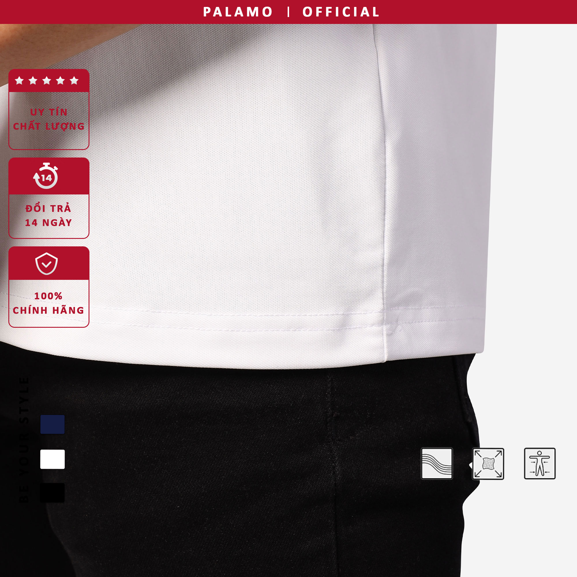 Áo thun polo nam Palamo classic coolmax regular fit / đen