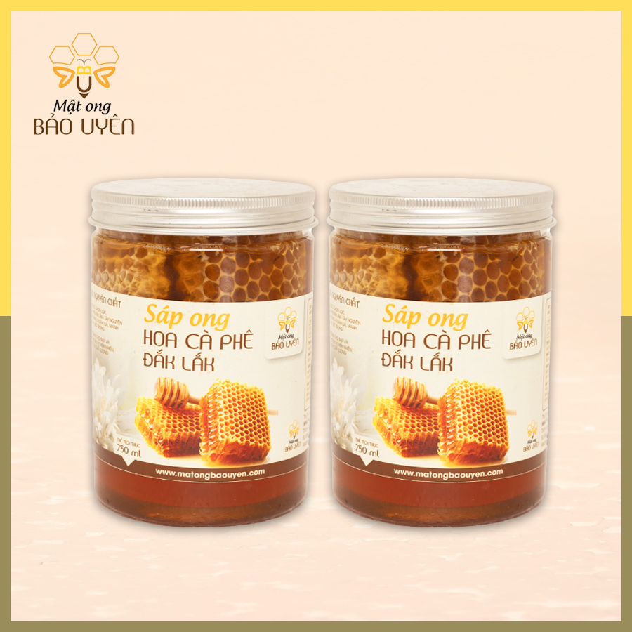 Combo 2 Hũ Sáp Mật Ong Hoa Cà Phê Nguyên Chất Bảo Uyên Cung Cấp Dinh Dưỡng Tăng Cường Đề Kháng Cơ Thể Dung Tích 750ml