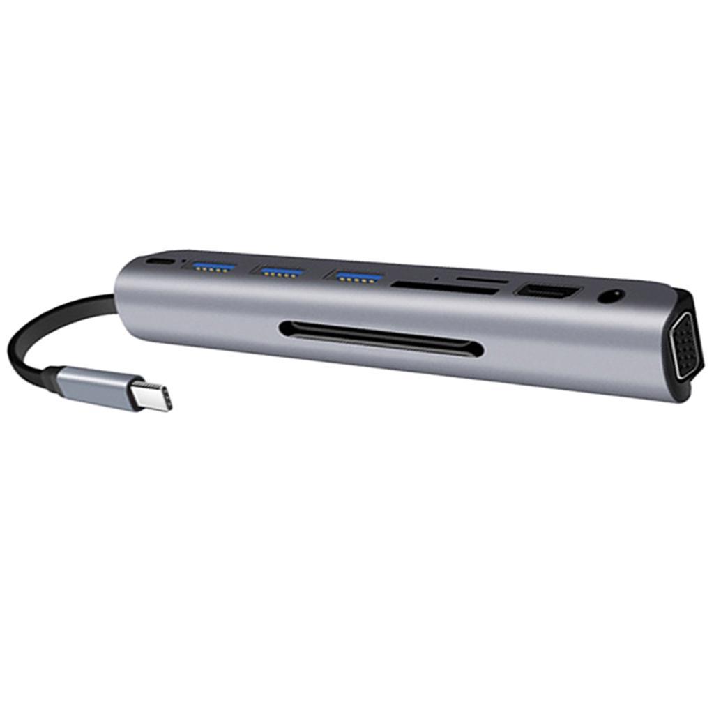 9 in 1 USB C HUB to 3 USB3.0 TF Audio PD Charging Dock Adapter