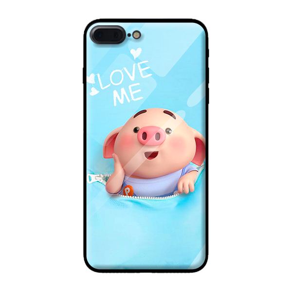 Ốp kính cho Iphone 7 Plus mẫu LOVE HEO 1 - Hàng chính hãng