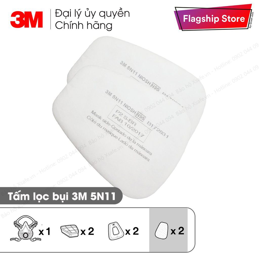 Mặt nạ phòng độc 3M 6200 kèm 7 món, 2 phin lọc hơi hữu cơ 6001 Chống bụi ,chống hóa chất, phun sơn, phun thuốc - Chính hãng [XSAFE][6200-6001-5N11-501]