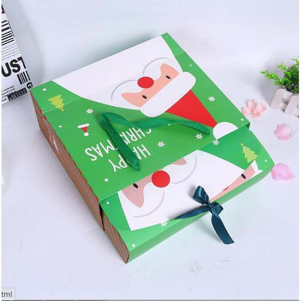 Combo hộp và túi đựng quà noel, giáng sinh, kích cỡ 32 * 26 * 8cm, chất liệu in cao cấp