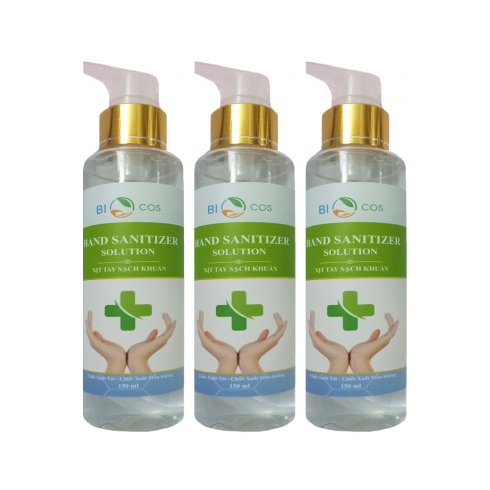 Combo 3 Chai Xịt Rửa Tay Sạch khuẩn Biocos Hand Sanitizer Solution (150ml*3)