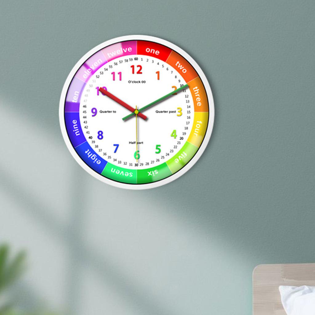 Telling Time Teaching Clock, Silent Non Ticking Analog Battery Operated Learning Clock for Kids, for School Classroom, Playrooms, Kids Bedroom Decor
