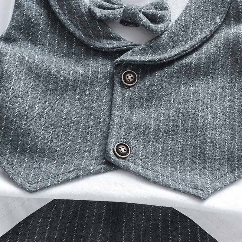 Set quần áo giả vest đính nơ cho bé trai