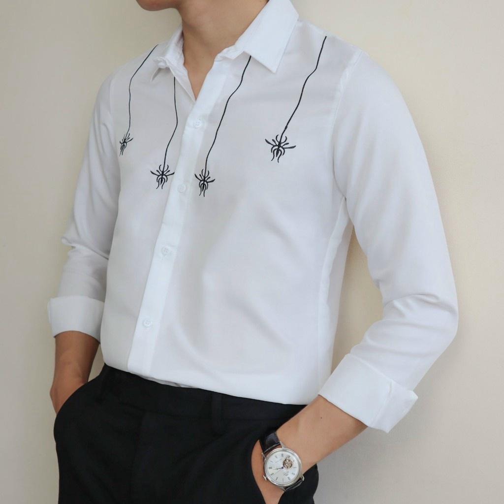 Áo sơ mi in thêu dài tay nam cực đẹp phong cách hàn quốc cho các bạn trẻ KB FASHION