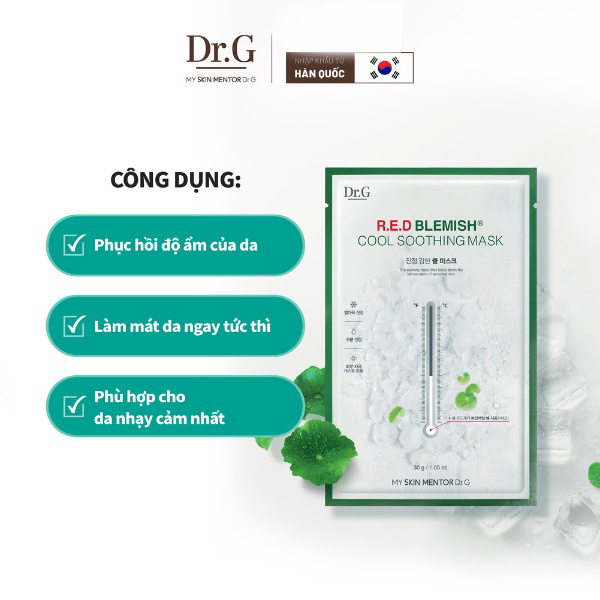 Combo 10 Mặt Nạ Dưỡng Ẩm, Làm Dịu Da, Ngừa Mụn Dr.G R.E.D Blemish Cool Soothing Mask 30g x 10