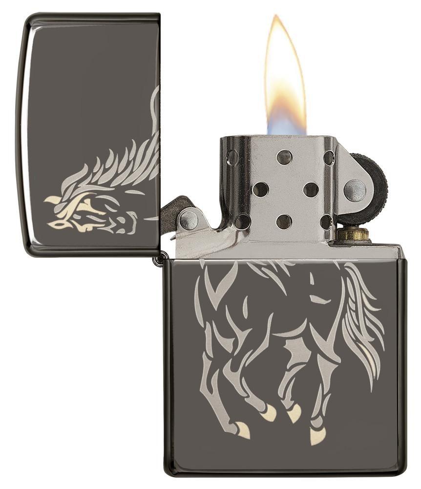 Bật Lửa Zippo Running Horse Black Ice 28645