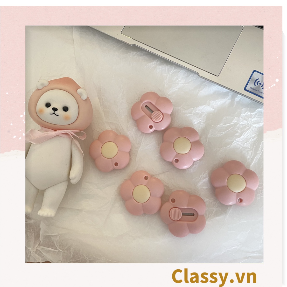 Dao rọc giấy Classy nhỏ gọn 5CM, hình bông hoa, con cún đáng yêu PK1227