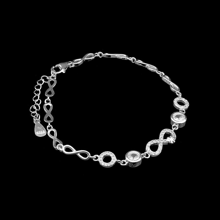 Vòng tay BẠC HIỂU MINH LTU543 họa tiết vô cực trang nhã nữ tính đơn giản trang sức bạc thật 925