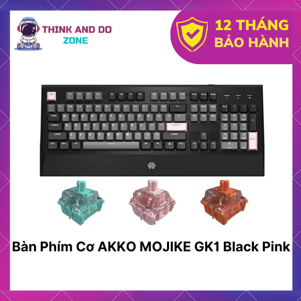 Bàn phím cơ Mojike GK1 Black Pink (AKKO sw v2 / LED trắng)_Hàng chính hãng