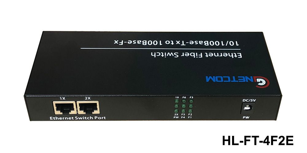 Switch quang 4 port Fiber | 2 port Lan Gnetcom HL-FT-4F2E 10/100MB - Hàng Chính Hãng