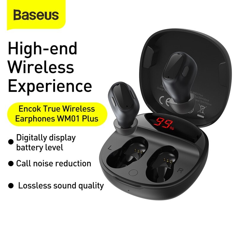 Tai Nghe Nhét Tai Không Dây Baseus Wm01 Plus Bluetooth 5.0 Stereo Mini (Enock True Wireless Earphones) - Hàng Chính Hãng