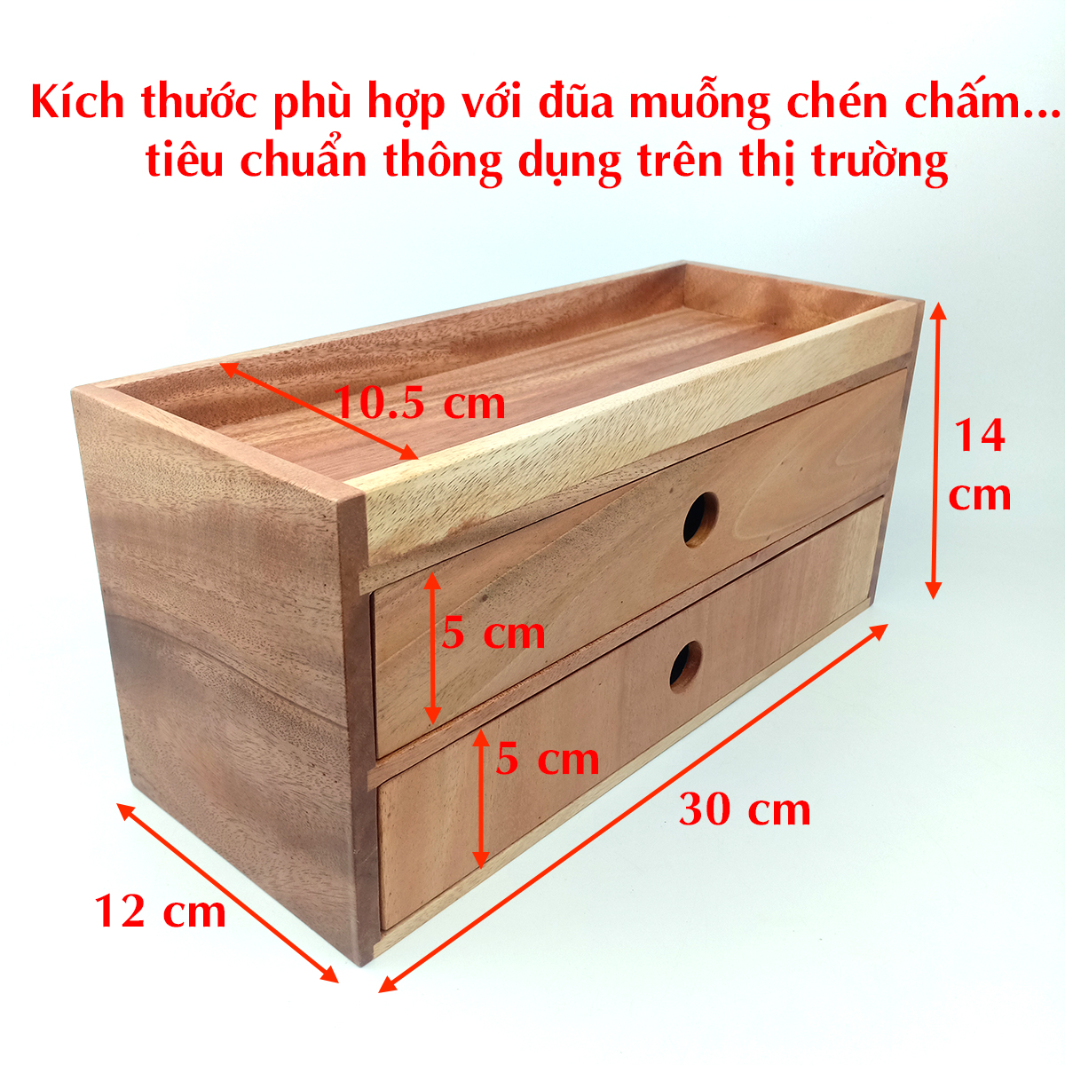 Hộp Đựng Đũa Muỗng Nĩa Gia Vị Bằng Gỗ 2 Tầng Ngăn Kéo Dành Cho Nhà hàng - Quán Ăn Gia Đình