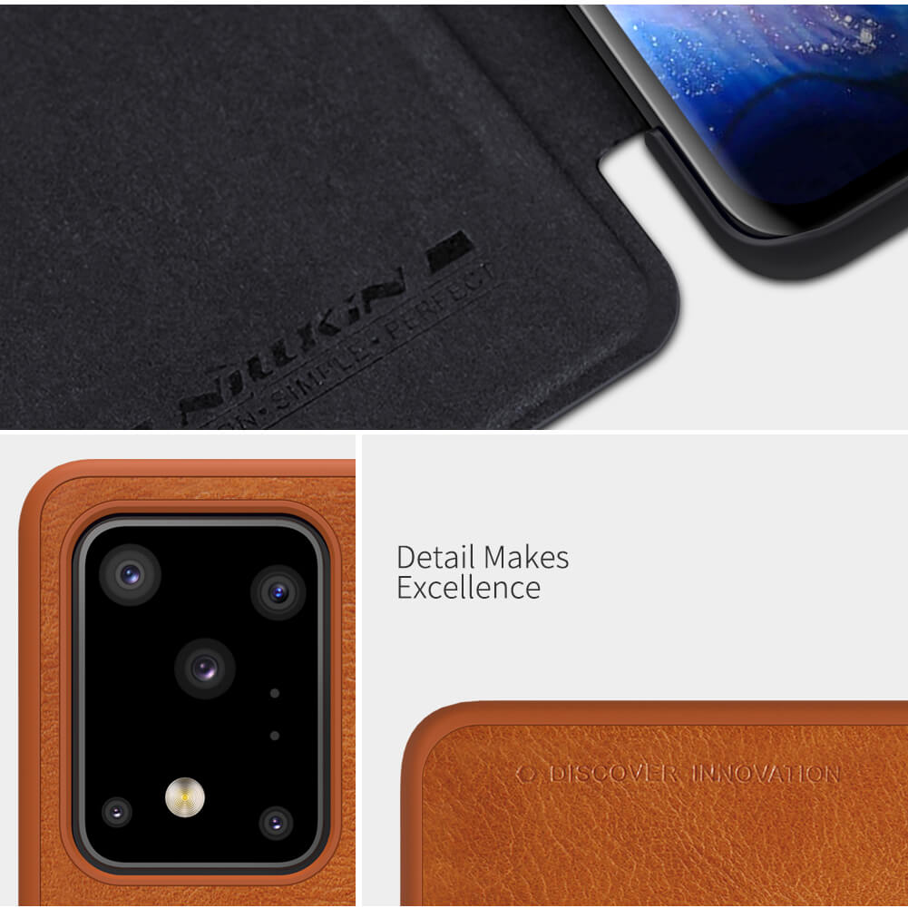 Bao da Leather cho Samsung Galaxy S20 Ultra hiệu Nillkin Qin HPK-01 (Chất liệu da cao cấp, có ngăn đựng thẻ, mặt da siêu mềm mịn) - Hàng chính hãng