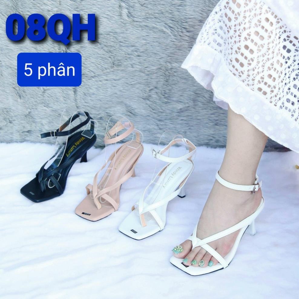 Sandal Cao Gót Quai Hậu Nữ 5 Phân, Gót Nhọn, Kẹp Ngón, Quai Mãnh - MS 08QH