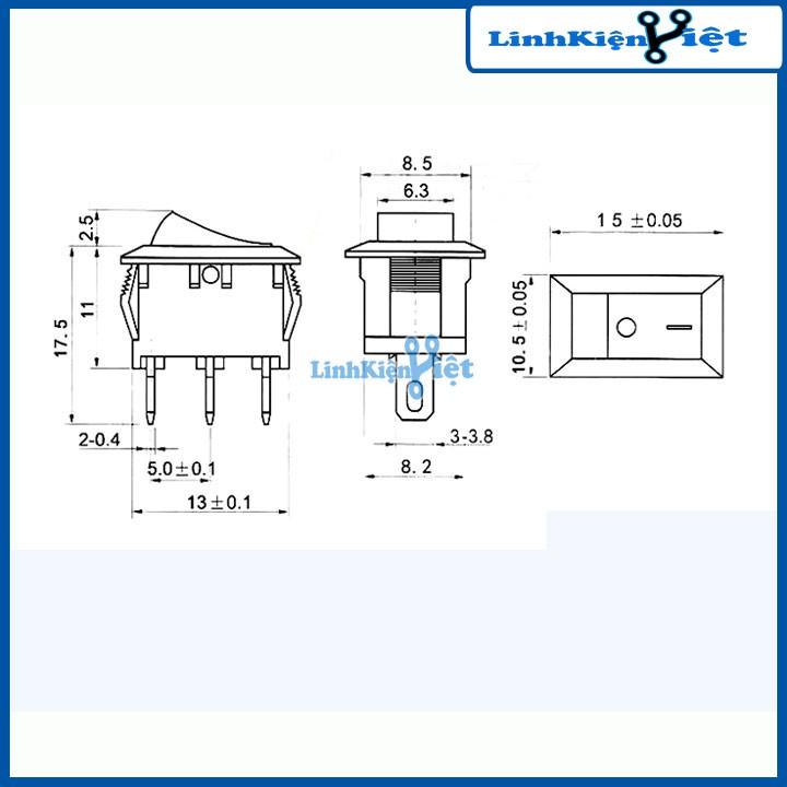 Bộ 10 Công Tắc Bập Bênh KCD1 250VAC-6A Có Đèn