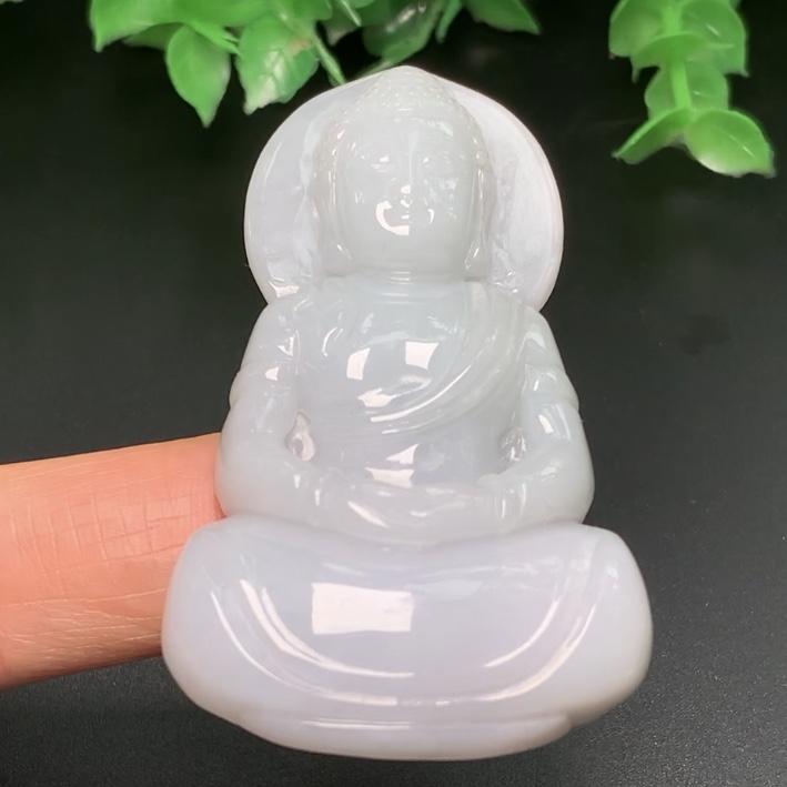 Mặt Phật A Di Đà xanh nhạt Ngọc phỉ thúy thiên nhiên Jadeite A