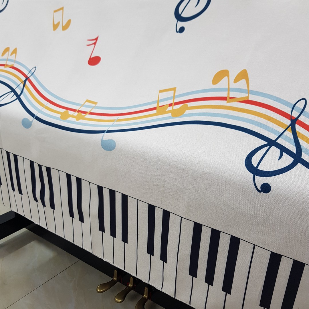 Khăn phủ đàn Piano mẫu lửng họa tiết âm nhạc