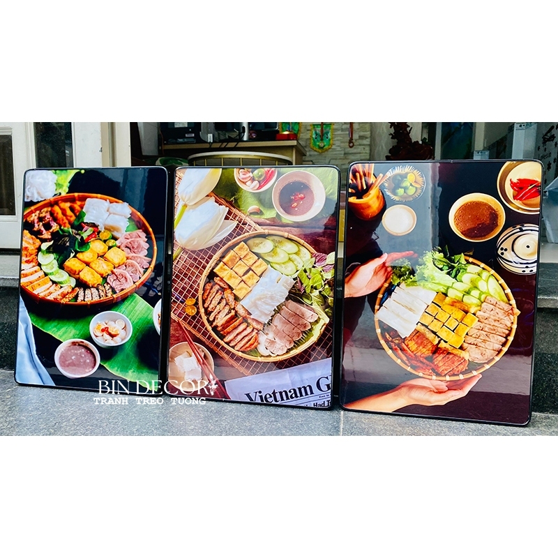 Tranh treo tường tráng gương bún đậu mắm tôm 5 tráng trí quán ăn,nhà hàng(kèm đinh 3 chân)