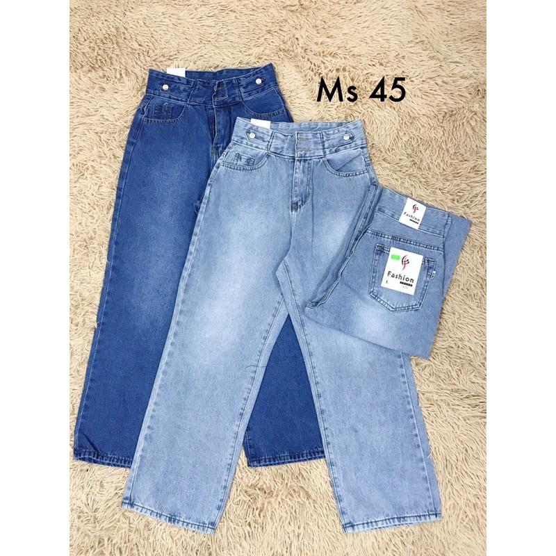 Quần bò ống rộng nữ siêu cao cạp kiểu Ms 45