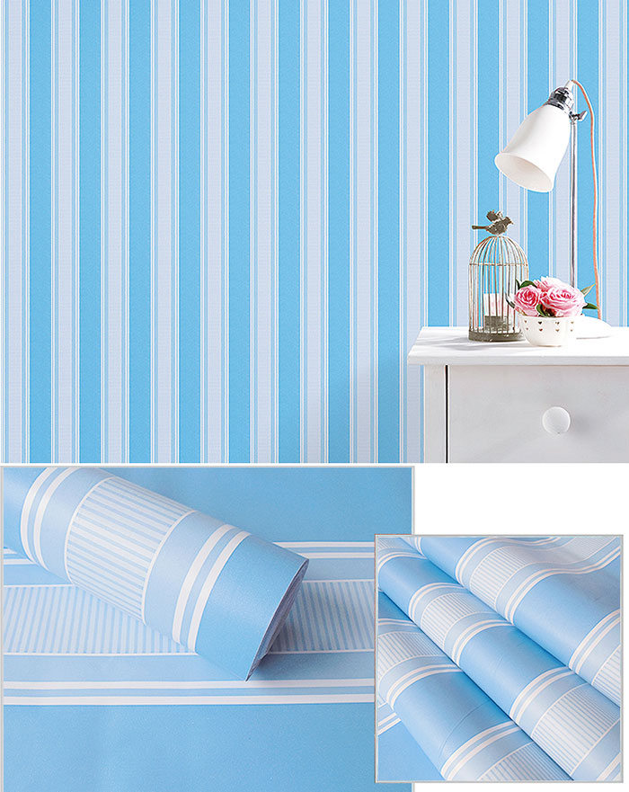 10m Giấy dán tường kẻ sọc xanh C0030