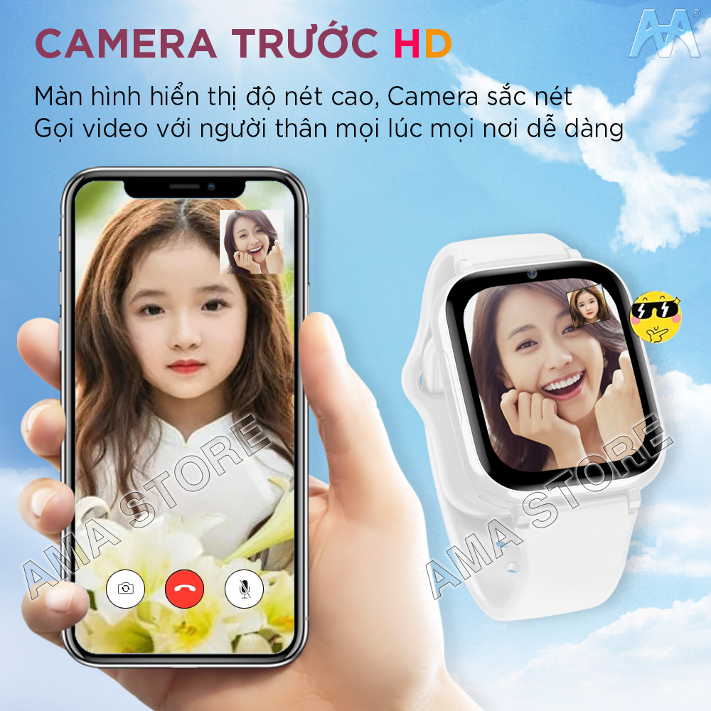 Đồng hồ Thông minh Mini cho Trẻ em Tiểu học, THCS, THPT SmartWatch AMA HW13 Định vị Wifi gắn Sim độc lập Hàng nhập khẩu