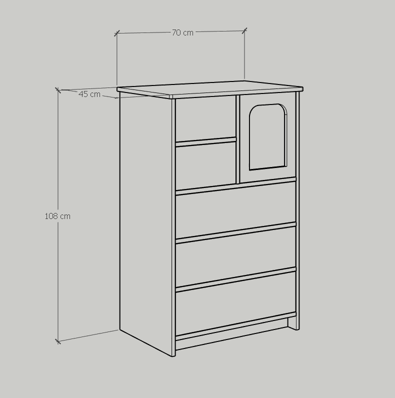 [Happy Home Furniture] NOMIA , Tủ lưu trữ 5 ngăn kéo , 70cm x 45cm x 108cm ( DxRxC), THK_064