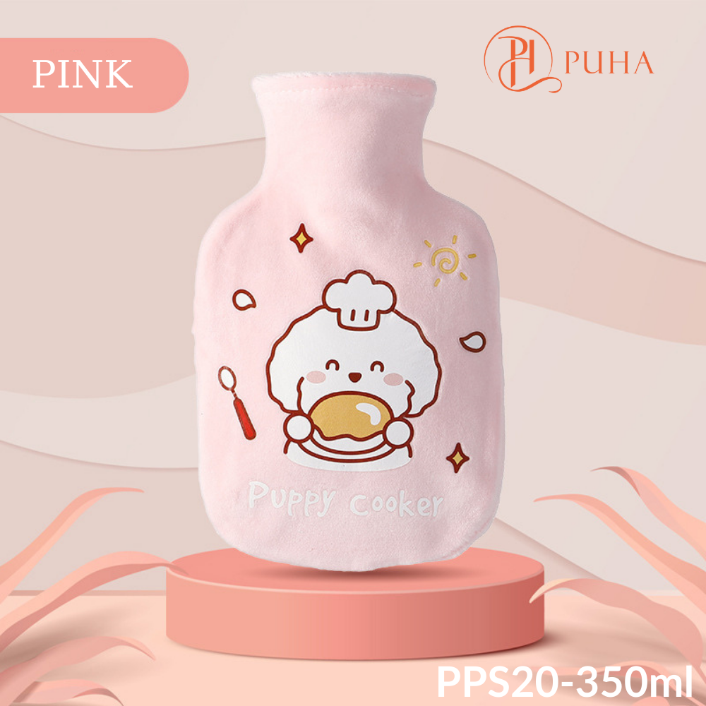 Túi chườm nóng PUHA 350ml, túi chườm ấm giữ nhiệt sưởi nóng giảm đau bụng cho bạn nữ