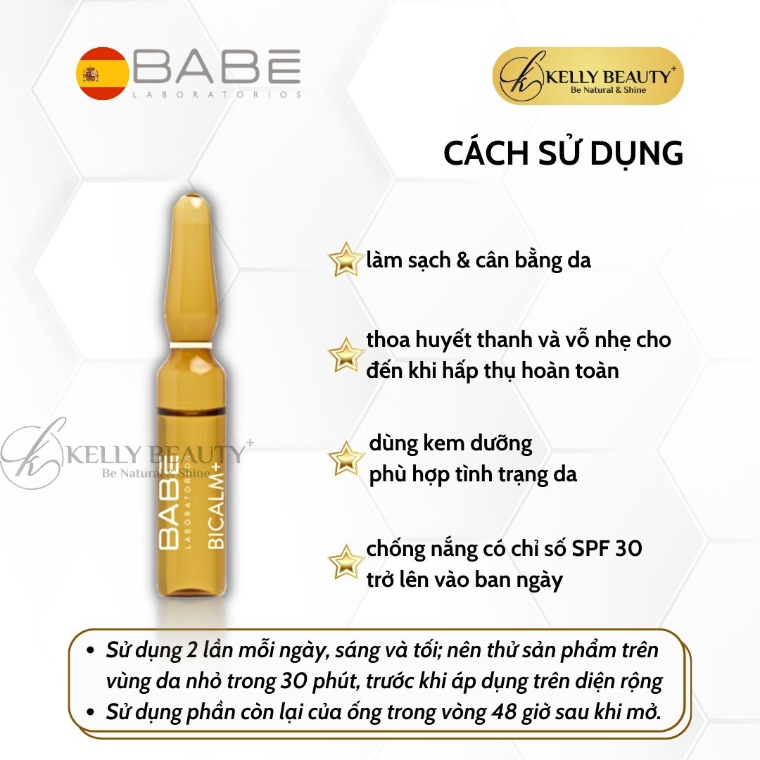 Huyết Thanh Phục Hồi Da BABE BiCalm+ Ampoules - Chống Kích Ứng, Làm Dịu Da, Dưỡng Ẩm, Lành Tổn Thương | Kelly Beauty