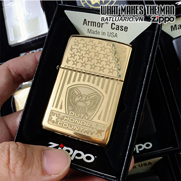 Bật Lửa Zippo Armor 169 Duty Honor Country High Polish Brass