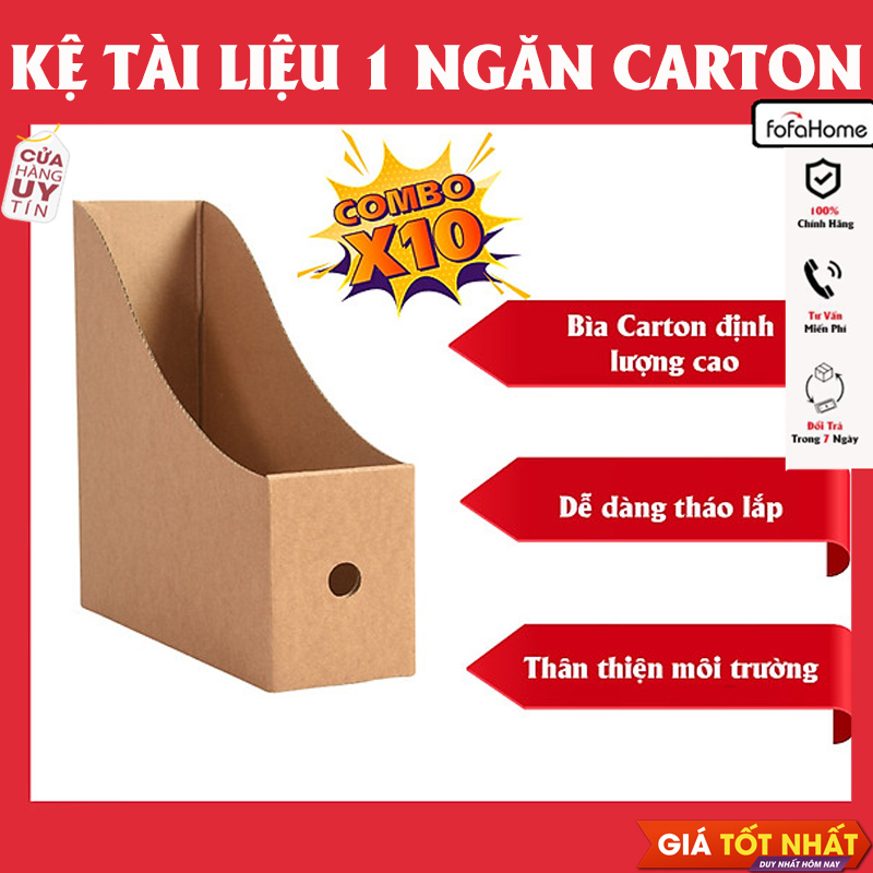 Combo 10 Kệ Sách Để Bàn, Giá Sách Để Bàn, Giá Chia Ngăn Sách, Kệ Tài Liệu 1 Ngăn Giấy Carton Có Thể Gấp Gọn Tặng Kèm 10 Nhãn Dán Phân Loại