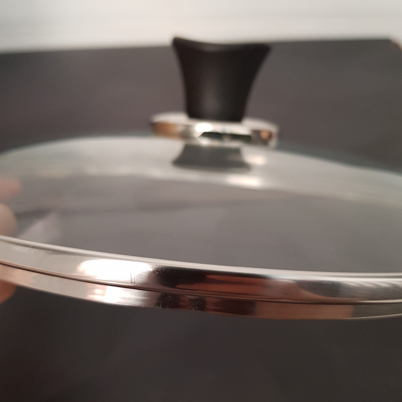 Nắp kính cường lực viền inox Hàn Quốc dùng cho nồi và chảo size 24cm 