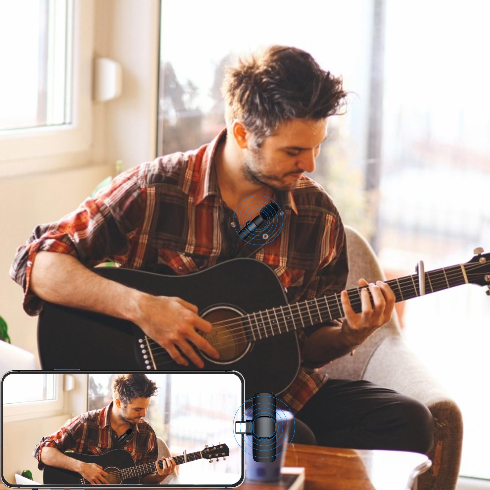 Mini Wireless Lavalier Microphone 360° Omnidirectional Lapel Mic Noise Reduction for Live Streaming Video Online Class