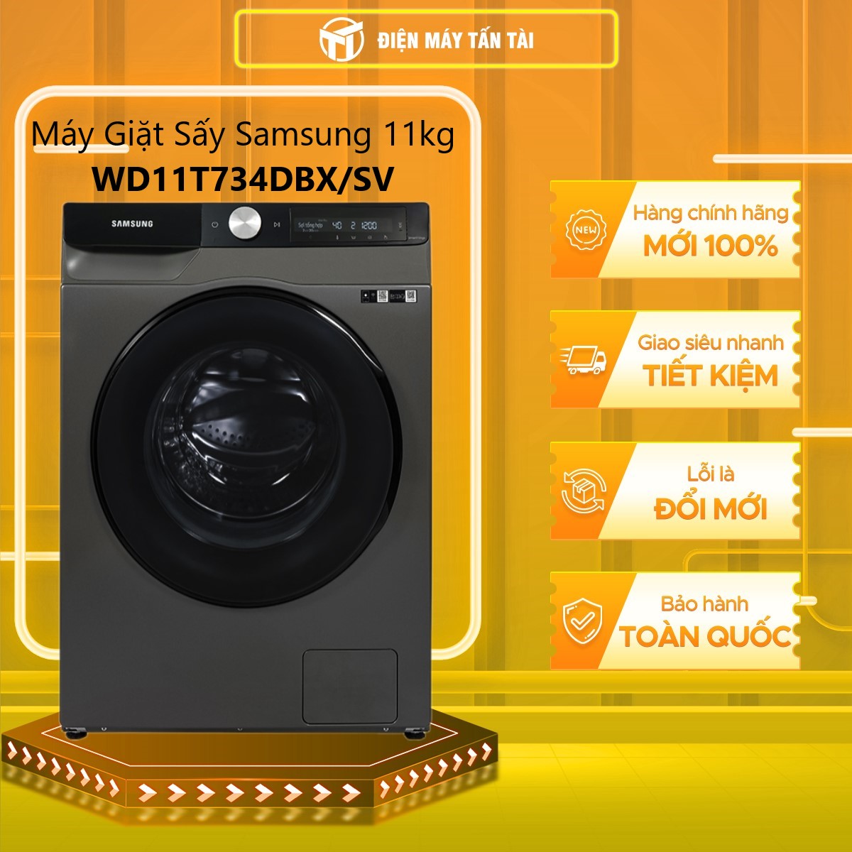 Máy Giặt Sấy Samsung Ai Inverter 11Kg Wd11T734Dbxsv - Chỉ Giao Hcm