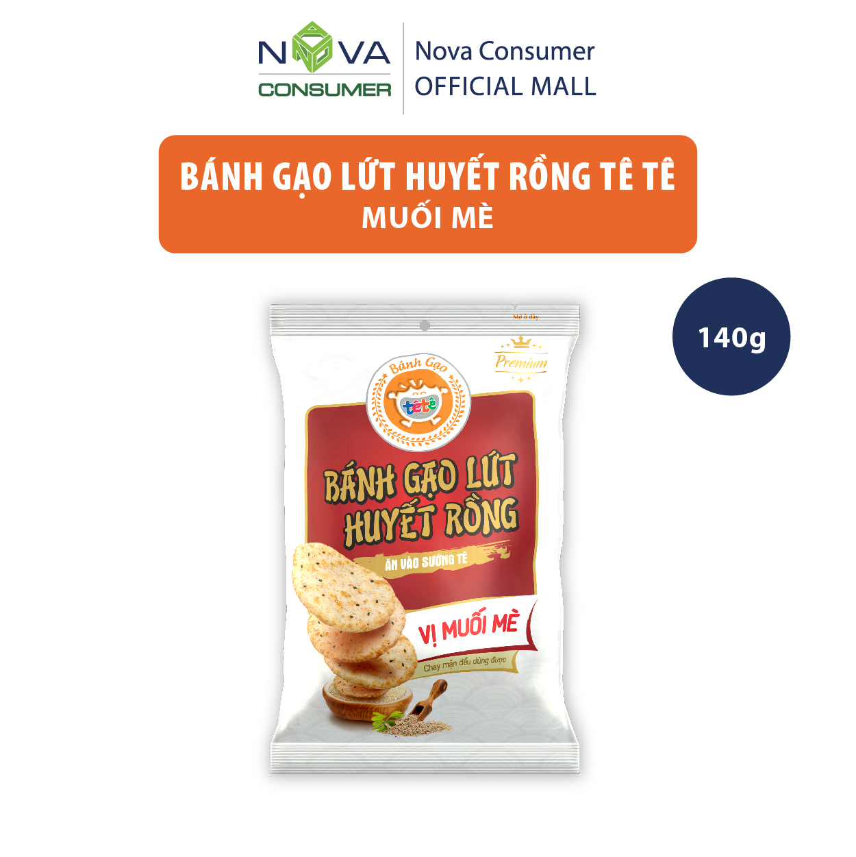 Bánh Gạo Lứt Huyết Rồng Tê Tê Muối Mè 140g