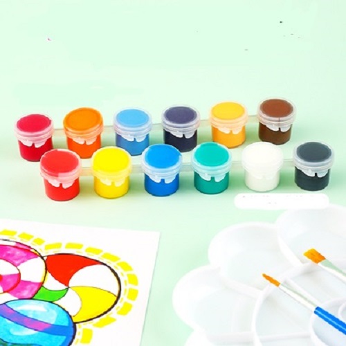 Set 12 Màu Cơ Bản Sơn Nước Acrylic 5ml chống nước tặng kèm cọ vẽ cho người mới tô tượng, làm Handmade